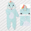 Blue Unicorn Fur Babygrow Costume with covered Feet 13414