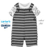 Oshksh White Stripes Short Length Cotton Overalls Dungaree 12223