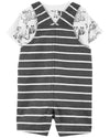 Oshksh White Stripes Short Length Cotton Overalls Dungaree 12223