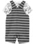 Oshksh White Stripes Short Length Cotton Overalls Dungaree 12223