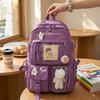 Cute Backpack Multi Pocket Canvas School Bag White Student Bag For Teenage