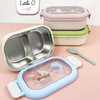 Fresh 2-Compartment Stainless Steel Lunchbox with Spoon - Assorted Colors