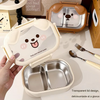 Animal Puppy Stainless Steel Lunch Box - Cute Partition Design (Random Color)