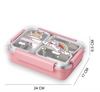 3-Compartment Stainless Steel Kids Lunchbox with Spoon (Design Variations) - Multi-color