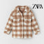 ZR FAUX SHEARLING Check Gingham Overshirt Jacket 12175