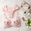 2 PCs Labubu Style Cute Double Padded Bra & Panty Set for Women – Soft Wool Material, Comfortable Lingerie Set