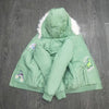 Disney Rainbow Roar Green Puffer Parka Jacket 12166