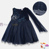 Chest Flower Navy Blue Net Fancy Dress 12077