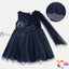 Chest Flower Navy Blue Net Fancy Dress 12077