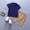 Anchor Cotton Short and Brown Button Polo Shirt Set #13600