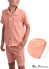 Ben Sherman Tea Pink Lining Shirt Shorts Set 13582