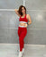 CK Red Breathable Cotton Legging and Bralette Gymwear Pair W169 D