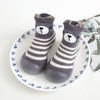 Bear Face Lining Grey Silicone Socks Shoes 2607 E
