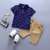 Anchor Cotton Short and Brown Button Polo Shirt Set #13600
