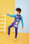 Wild Dino Blue Unisex Swimsuit with Cap 13644
