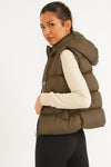 Quiz UK Khaki Padded Hooded Gilet W151