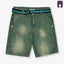 OM Dull Green Shorts with Belt 10596