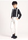 Gentelman White Pant Black Shirt Expander and Bow Set 11841