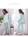Women Floral Sea green Front Botton All weather Loungewear Set W132