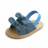 Denim Double Bow Lining Elastic Back Prewalker Sandal 2443 C