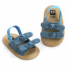 Denim Double Bow Lining Elastic Back Prewalker Sandal 2443 C