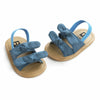 Denim Double Bow Lining Elastic Back Prewalker Sandal 2443 C