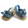 Denim Double Bow Lining Elastic Back Prewalker Sandal 2443 C
