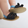 Polka Dots Double Bow Lining Elastic Back Prewalker Sandal 2443 B