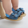 Denim Double Bow Lining Elastic Back Prewalker Sandal 2443 C