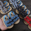 Denim Double Bow Lining Elastic Back Prewalker Sandal 2443 C