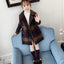 Quilted Check Gold Long Coat 11452