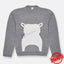 A gray knitted sweater with a white embroidered bear design on the front, displayed on a flat surface with a brand mark indicating the product is branded.