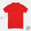 A red polo shirt with a collar, short sleeves, and a small logo on the left chest area.