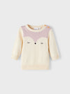 NME IT Fox Ecru Face Cream Knitted Sweater 11537