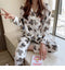 Women Bear Front Botton All weather Loungewear Set W127