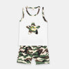Camouflage Star White Sleeveless 2 Piece Nicker Shirt Set 1731