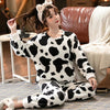 Women Moo Texture Comfy Rayon Silk Fur Loungewear Set W124