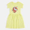 ML Unicorn Front Pocket Yellow Frock 8734