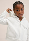 Moving White Long Sleeves Short Length Zipper Hoodie 10976