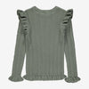 GRG Frill Trim Ribbed Green Sweater 11411