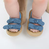 Denim Double Bow Lining Elastic Back Prewalker Sandal 2443 C