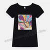 Beautiful Girl Leaf Painting Black Shirt 7333