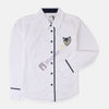 FBRTC Bird Face Embroided White Full Sleeves Shirt 8087