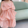 Big Bow Tie Sling Pink Fancy Frock 11807