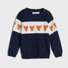 Fox Bunny Fox Face Blue Knitted Sweater 11535