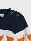Fox Bunny Fox Face Blue Knitted Sweater 11535