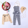Black Pattern Allover With Shirt And Cap Swimsuit set 10896