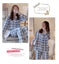 Women Check Front Botton All weather Loungewear Set W130