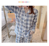 Women Check Front Botton All weather Loungewear Set W130