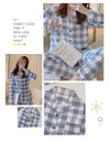 Women Check Front Botton All weather Loungewear Set W130